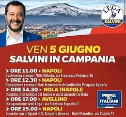 Salvini a Napoli ma sullo sfondo c'&egrave; l'Etna anzich&eacute; il Vesuvio: clamorosa svista o fake?