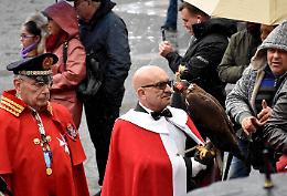 Sant'Agata, anche un falco ha sfilato nella processione dell'Offerta della Cera